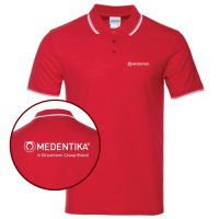 Футболка-поло красная с логотипами Medentika, мужская, размер S